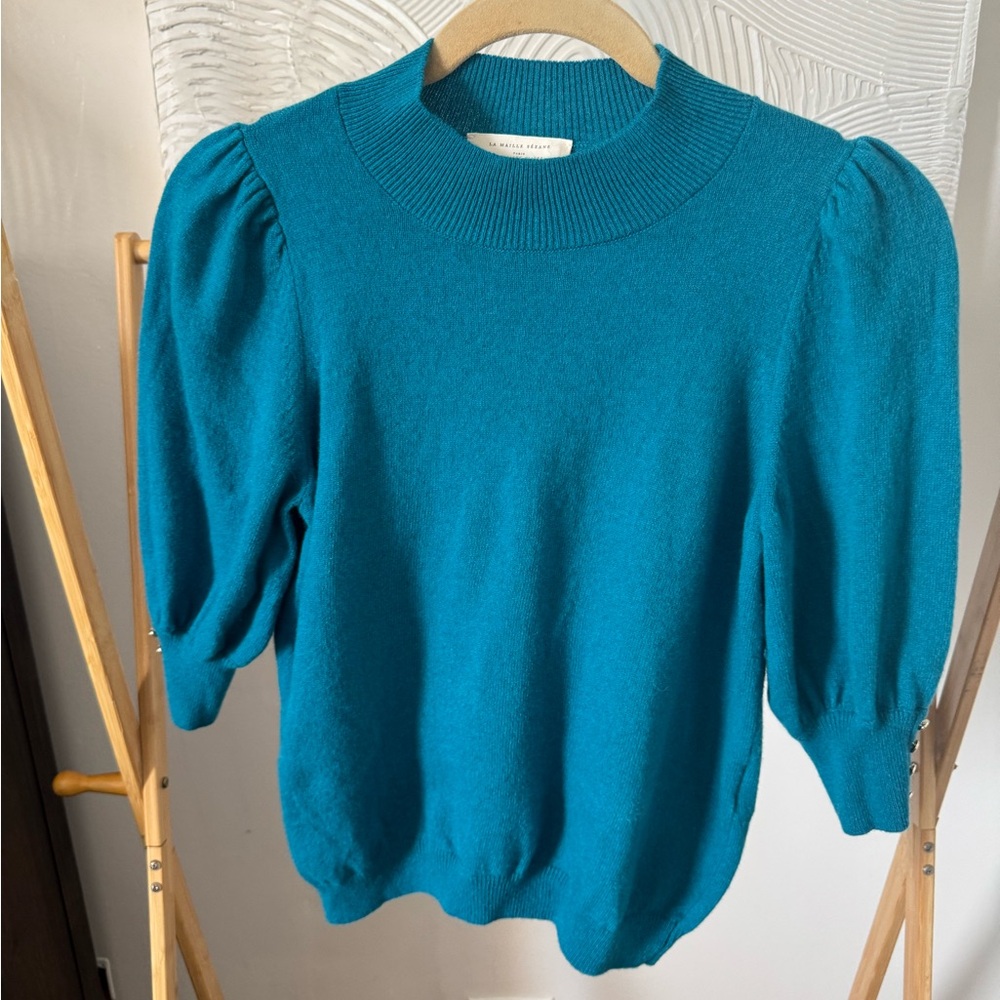 Sezane Vibrant Blue Mock Neck Sweater